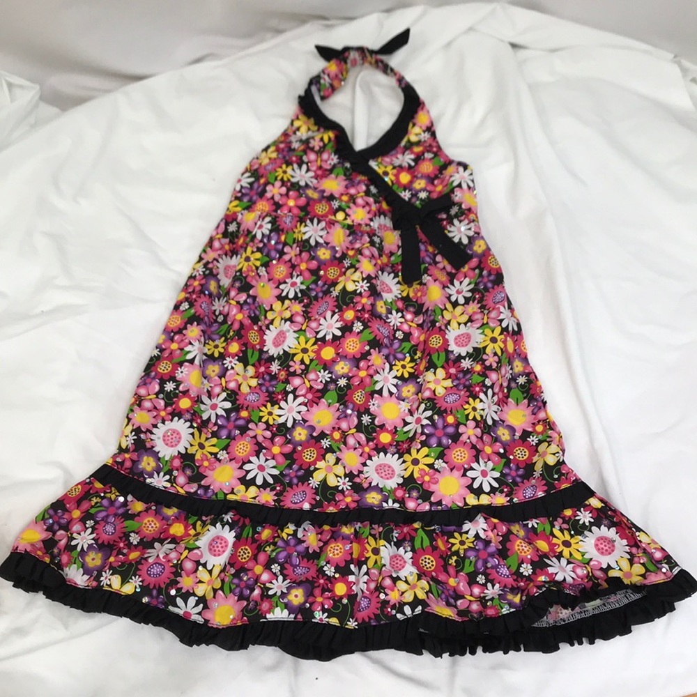 Youngland Floral Sparkle Halter Dress Size 6